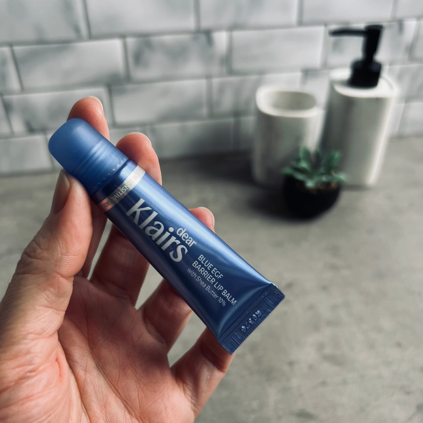 Customer photo review of Blue EGF Barrier Lip Balm