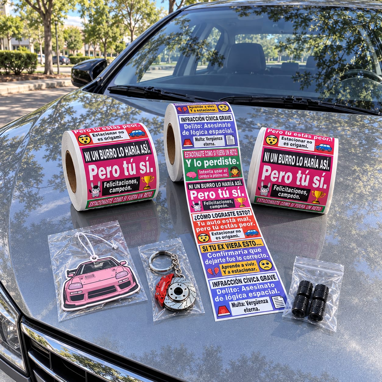 Customer photo review of 150 Pegatinas Divertidas para Malos Estacionamientos