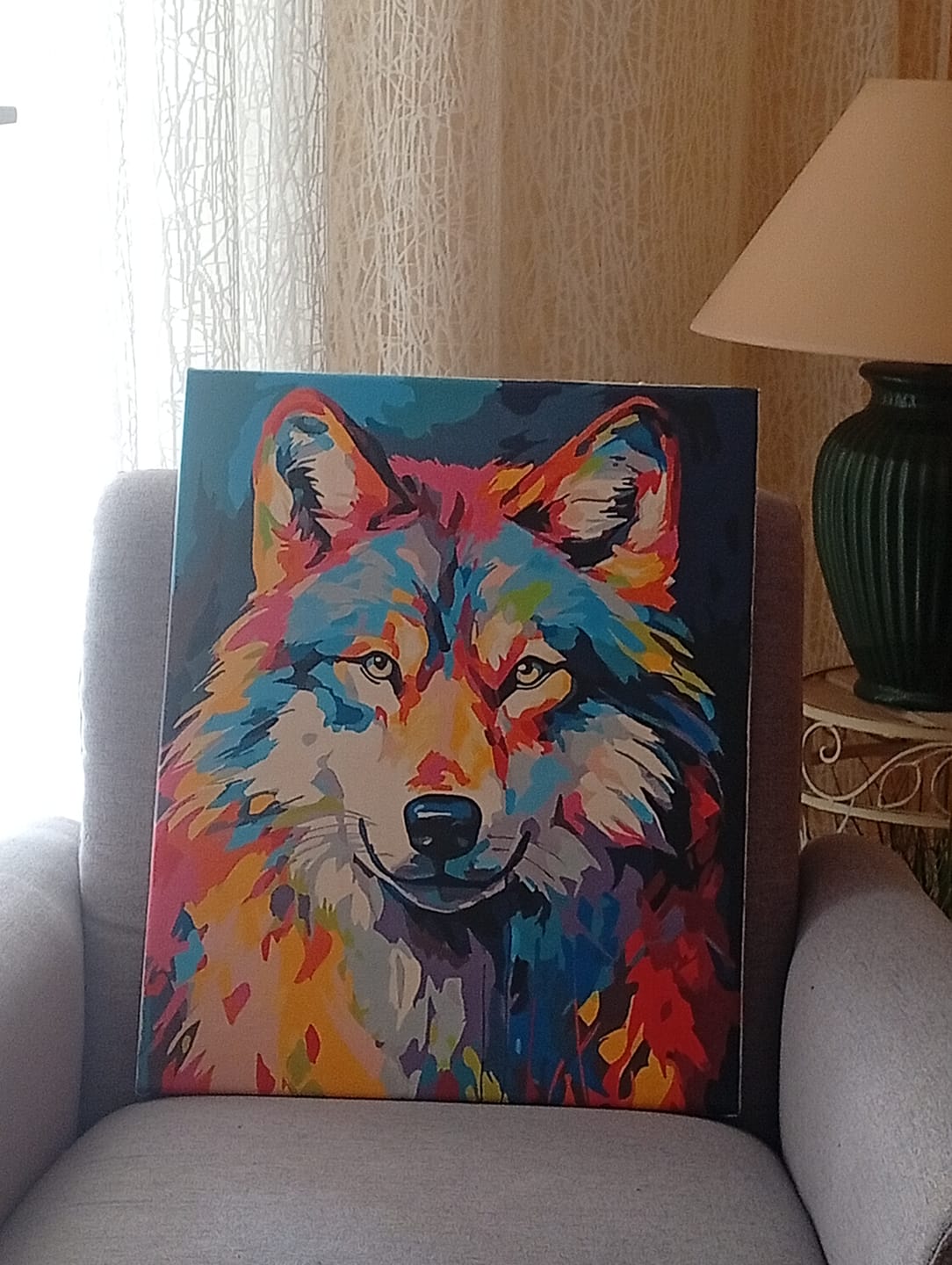 Customer photo review of Loup Coloré Abstrait