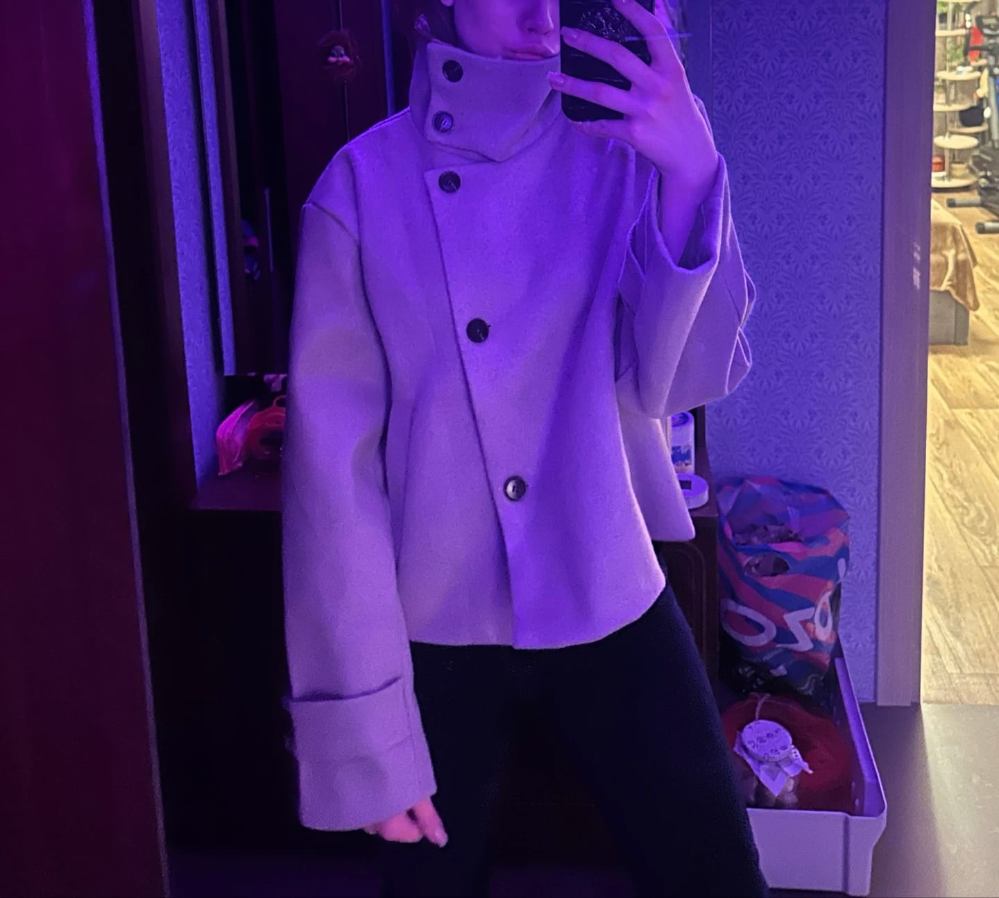 Customer photo review of Amelie Stand Collar Jacket with Pockets