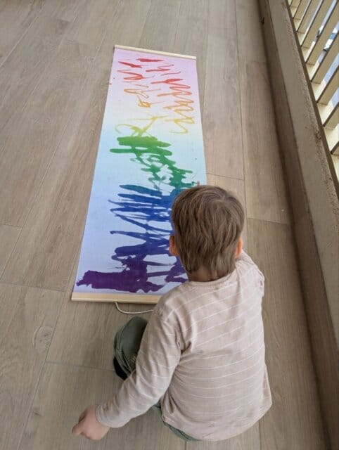Customer photo review of Magic Drew Colorful Reusable Water Writing Cloth [FREE Water Cup + Brush]