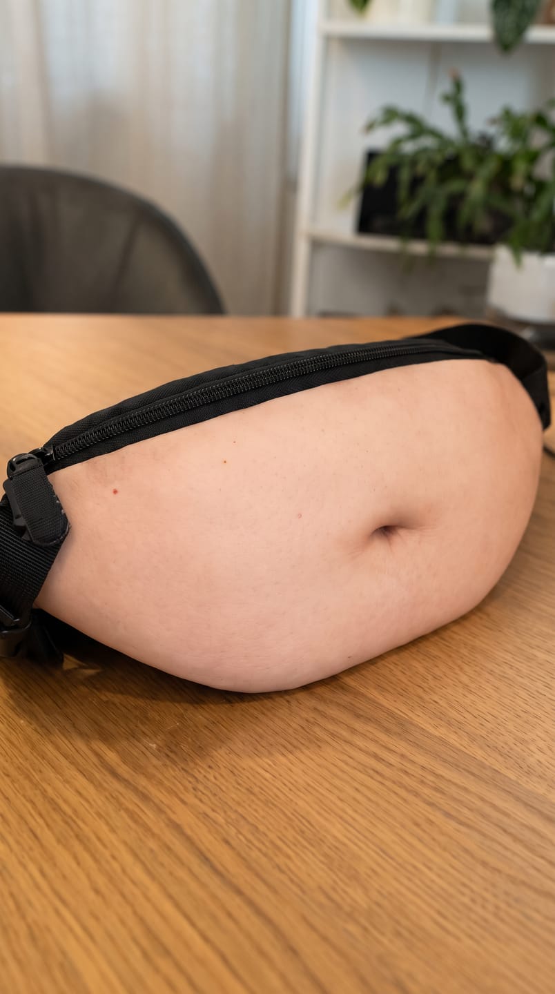 Customer photo review of BellyGap™ — Riñonera con estampado de barriga