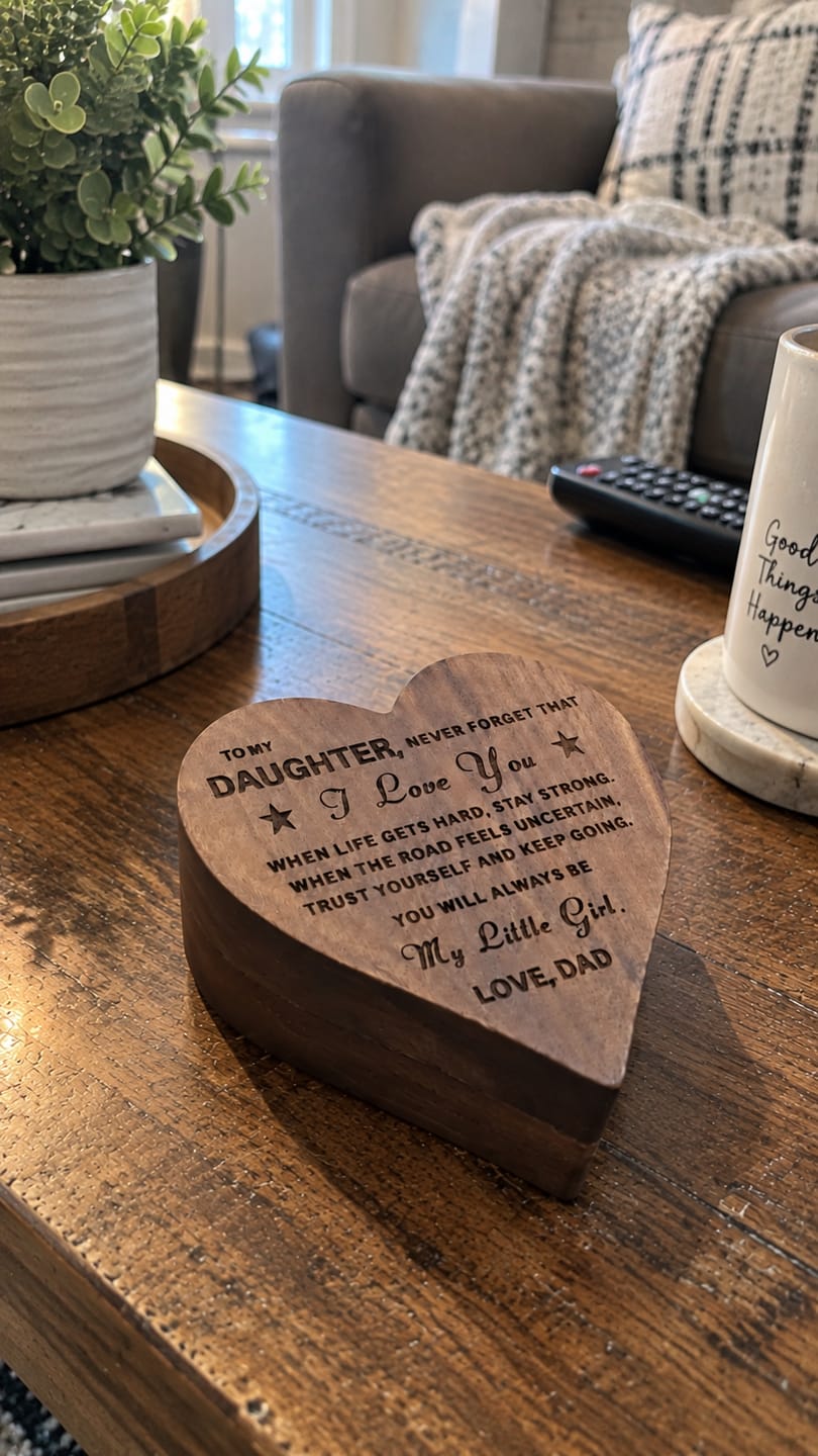 Customer photo review of To My Daughter / Love Dad Luxury Wood Heart Necklace Gift #2609