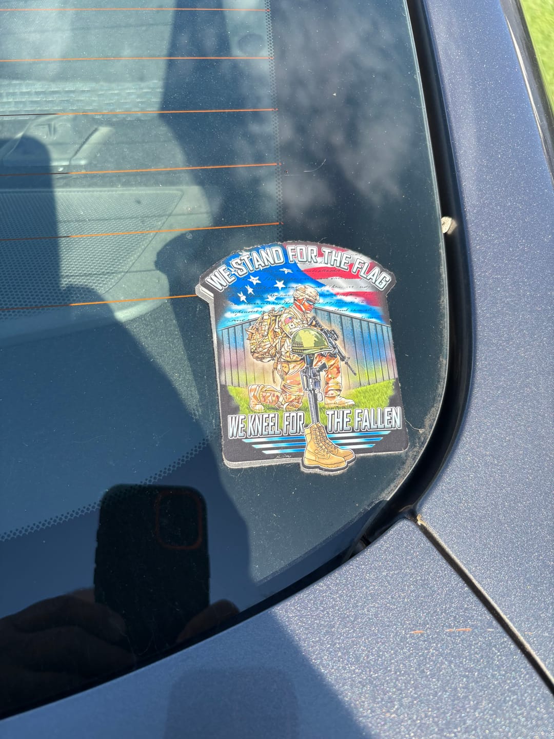 Customer photo review of Stand For The Flag, Kneel For The Fallen Decal
