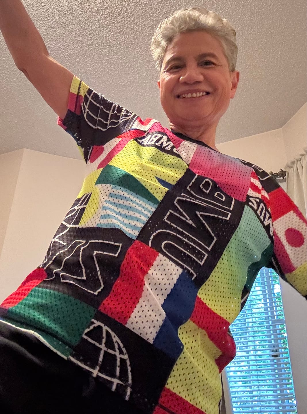 Customer photo review of Worldwide Mesh Crew Neck Top