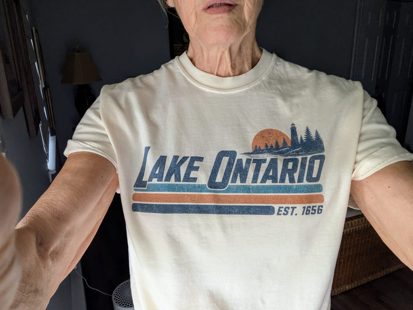 Customer photo review of Lake Ontario Retro Stripe T-Shirt