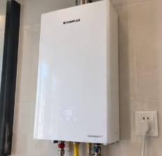 Customer photo review of Camplux Climatech-7 Indoor Tankless Gas Water Heater 5.28 GPM | White