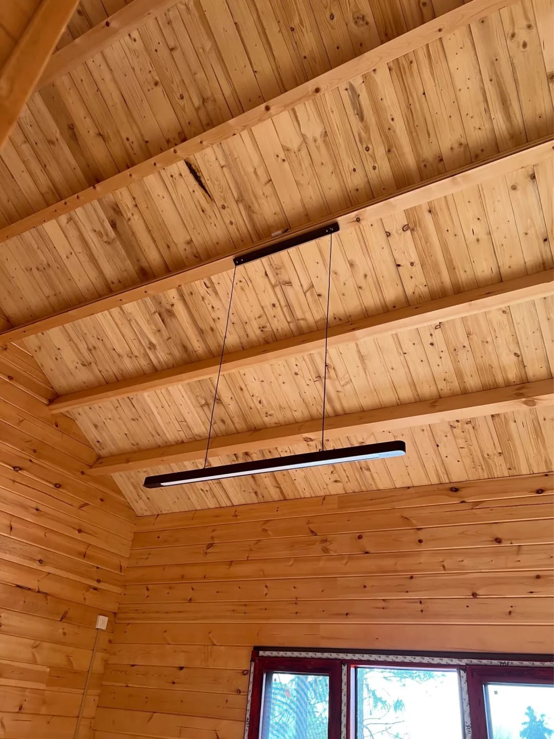 Customer photo review of Black Walnut Pendant Light for Dining Table, Twin Canopy, 150 cm