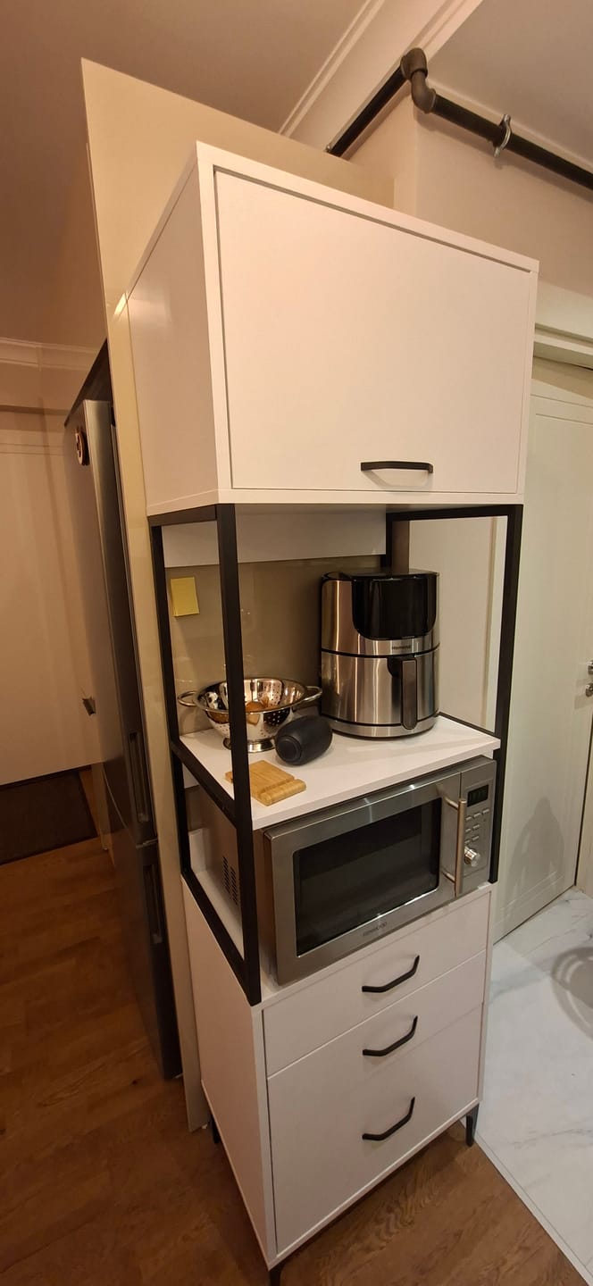 Customer photo review of Rani JE135 Çok Amaçlı Dolap 1 Kapaklı 3 Çekmeceli Kiler Mutfak Dolabı Beyaz