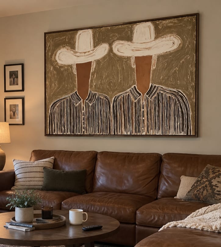 Customer photo review of Twin Range-Cowboy Portrait Oil Painting