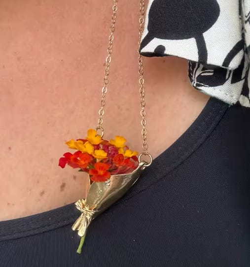 Customer photo review of Flower Bouquet Necklace
