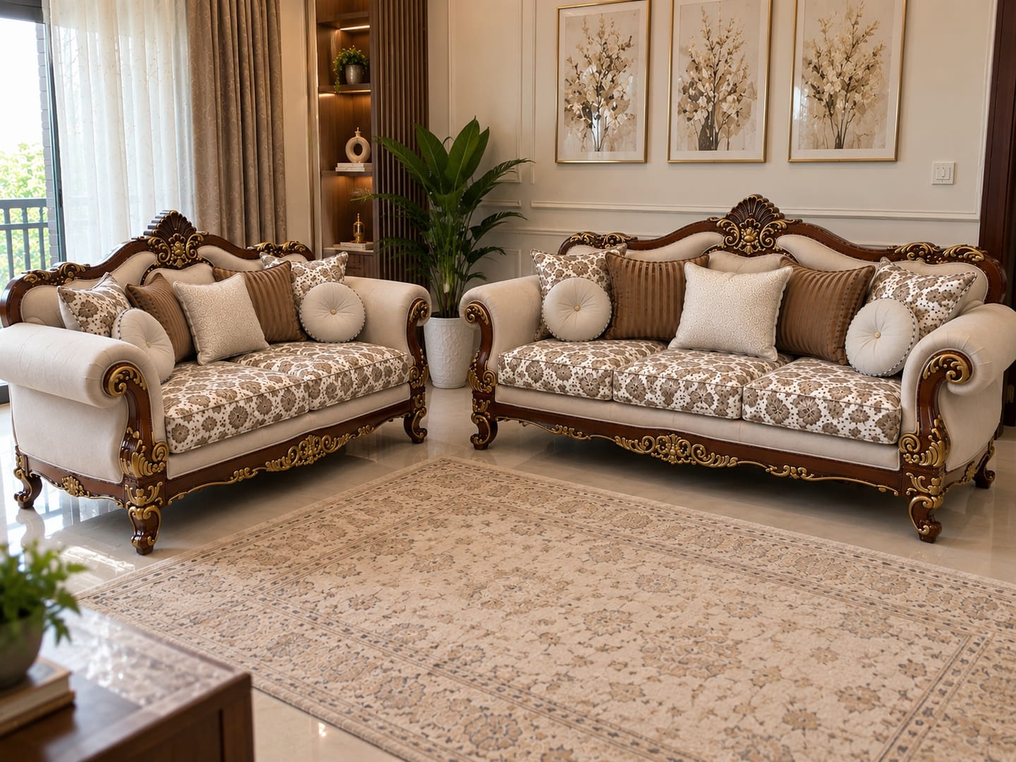 Customer photo review of Luxury Classic Carved 3+2 Sofa Set