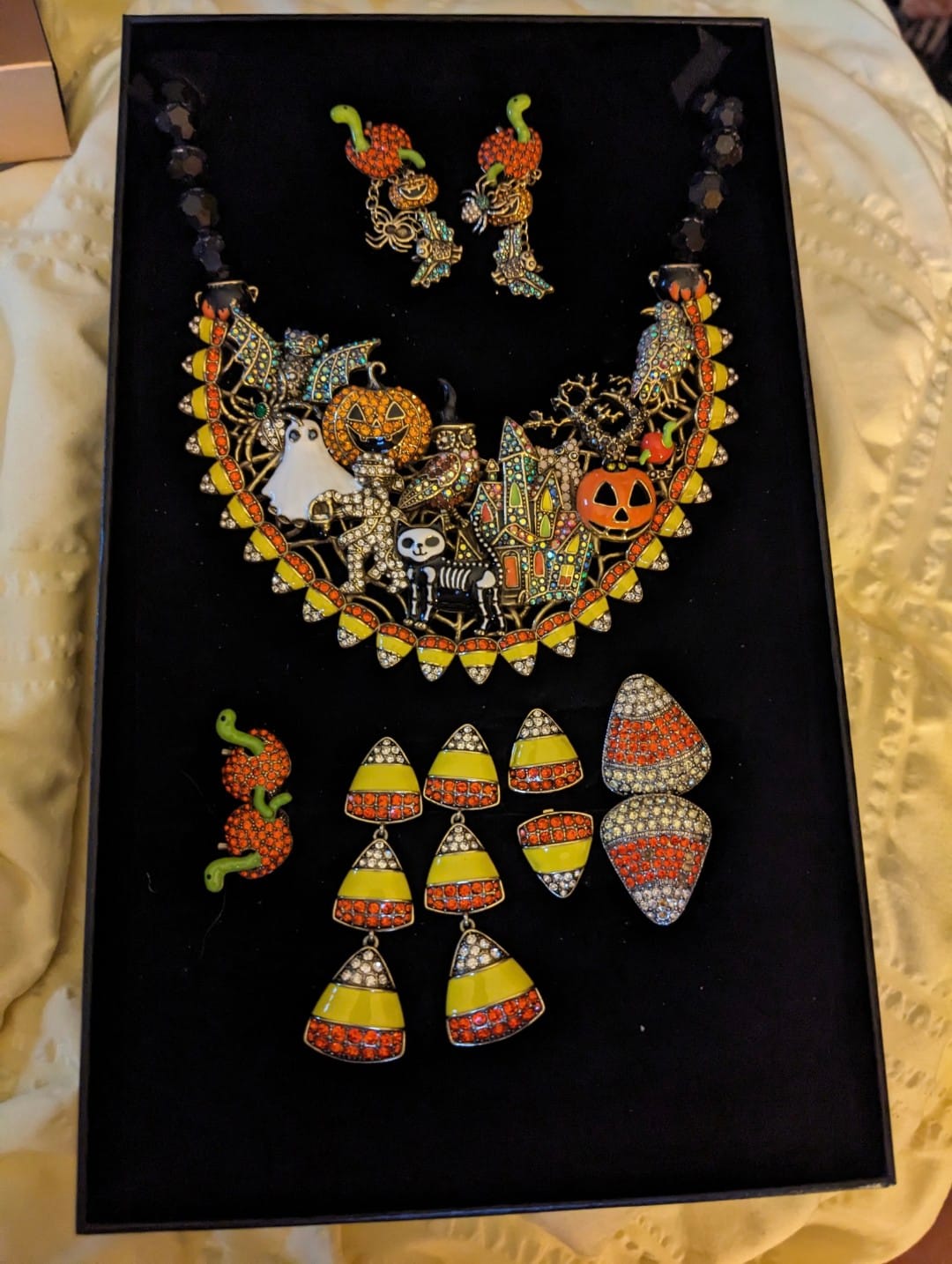 Customer photo review of HEIDI DAUS® "Trick Or Treat" Candy Corn Button Earring