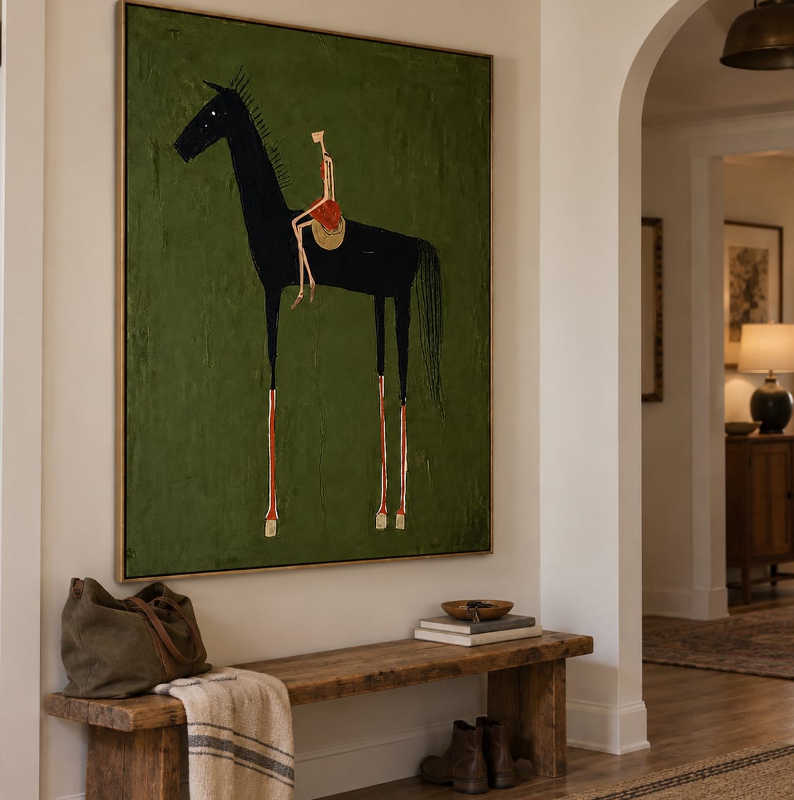 Customer photo review of Black Horse-Rider Oil Painting