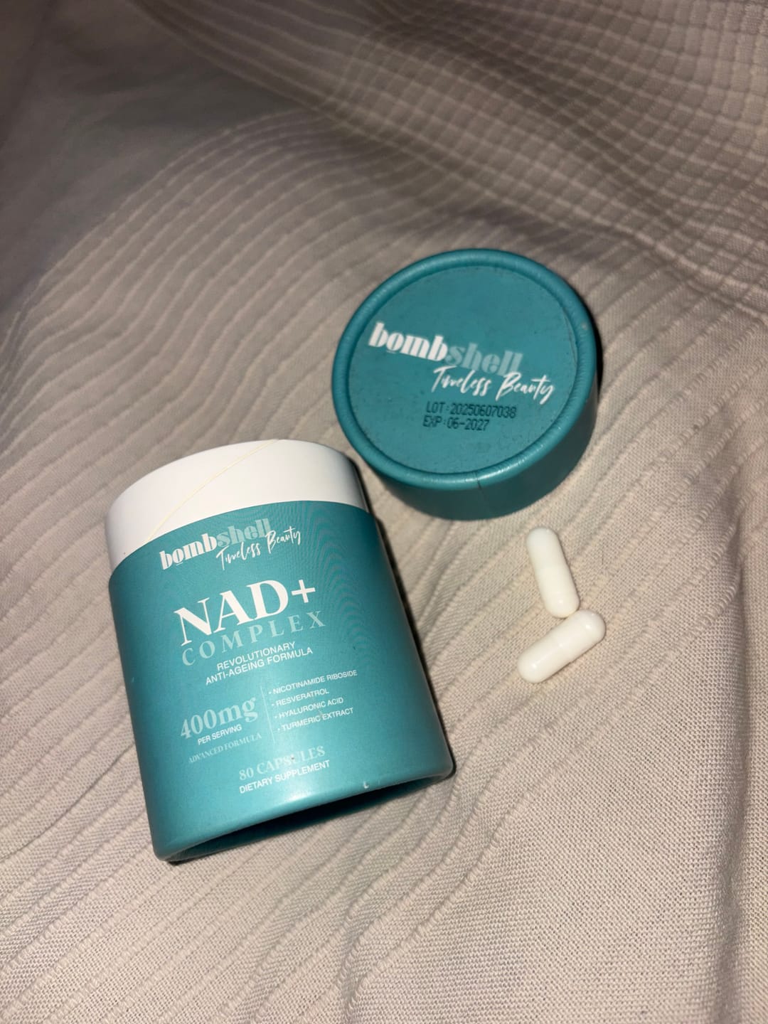 Customer photo review of NAD+ Complex: Nicotinamide Riboside, Resveratrol, Hyaluronic Acid & Turmeric Extract - 40 Day Supply