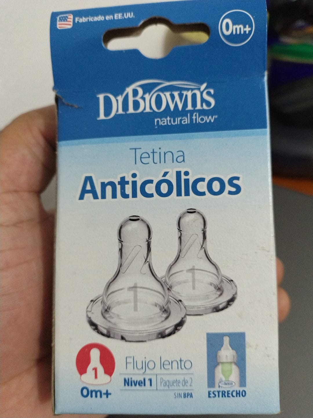 Customer photo review of Dr. Brown’s Narrow Neck Silicone Nipple Options+ Level 1, 2-Pack, 0m+