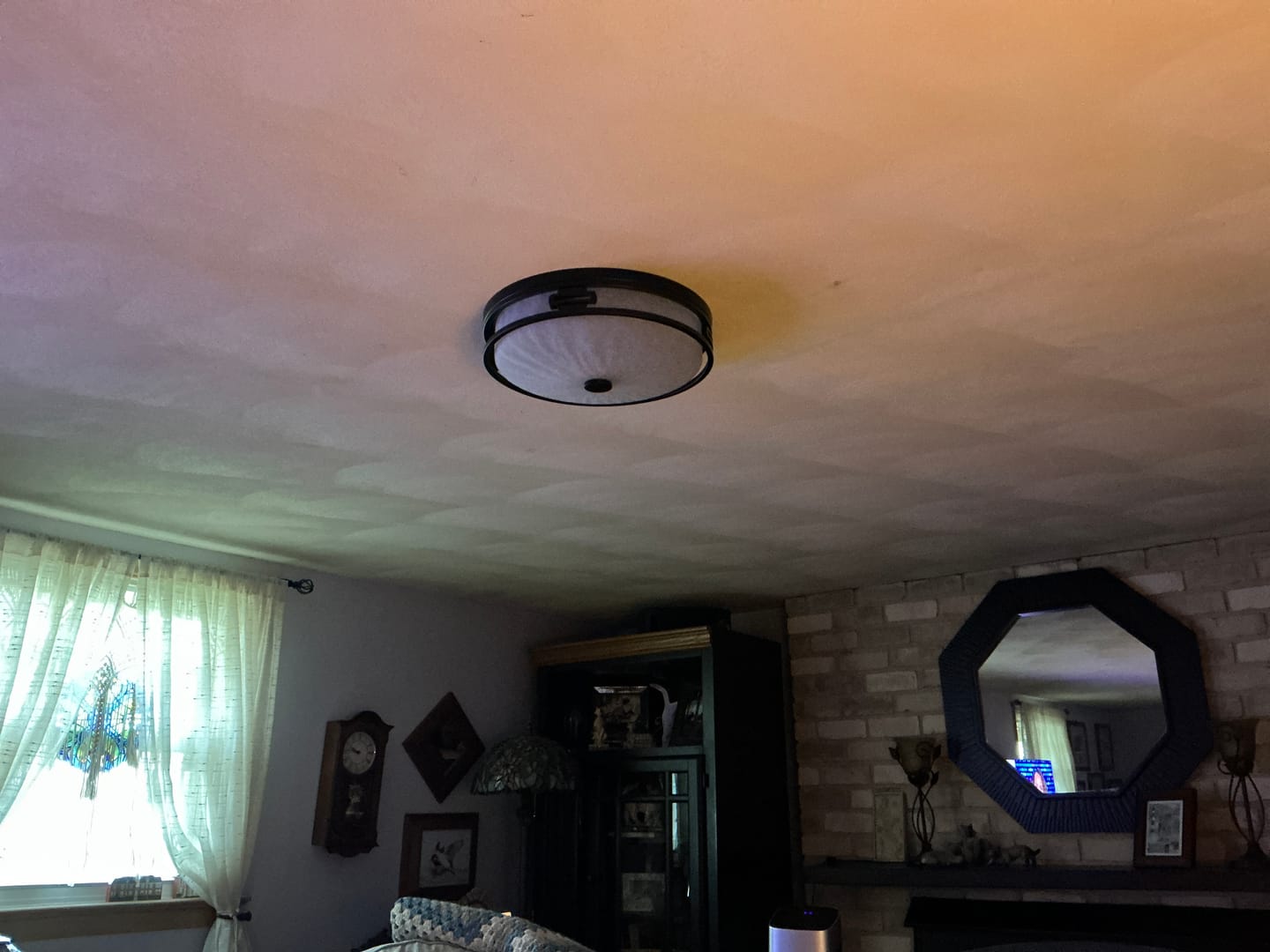 Customer photo review of Industrial Matte Black Crackled Frosted Glass Flush Mount