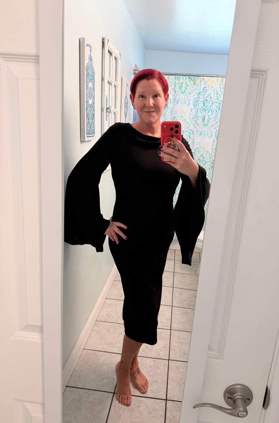 Customer photo review of Witching Hour Wiggle Dress in Black