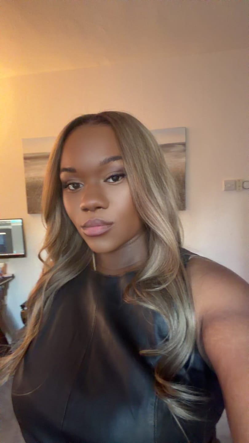 Customer photo review of Wavymy Ombre Ash Blonde Hair with Brown Root Straight Hair 7x5 Lace Wear Go Glueless Wig 180% Density