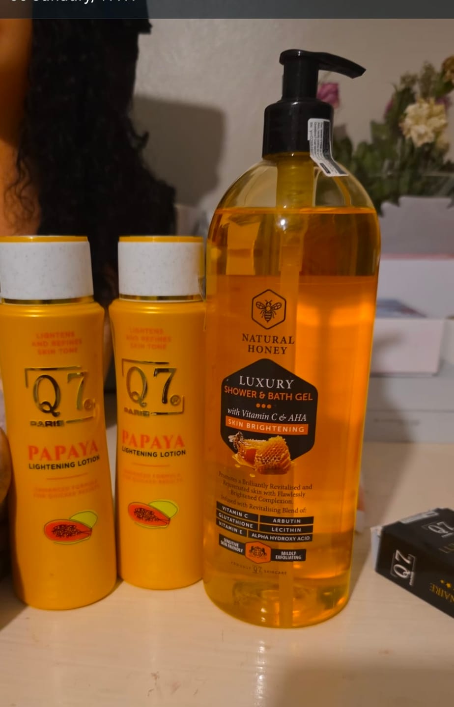 Customer photo review of NATURAL HONEY  Vitamin C and AHA Skin  Brightening Luxury Shower and Bath Gel – 1000ml