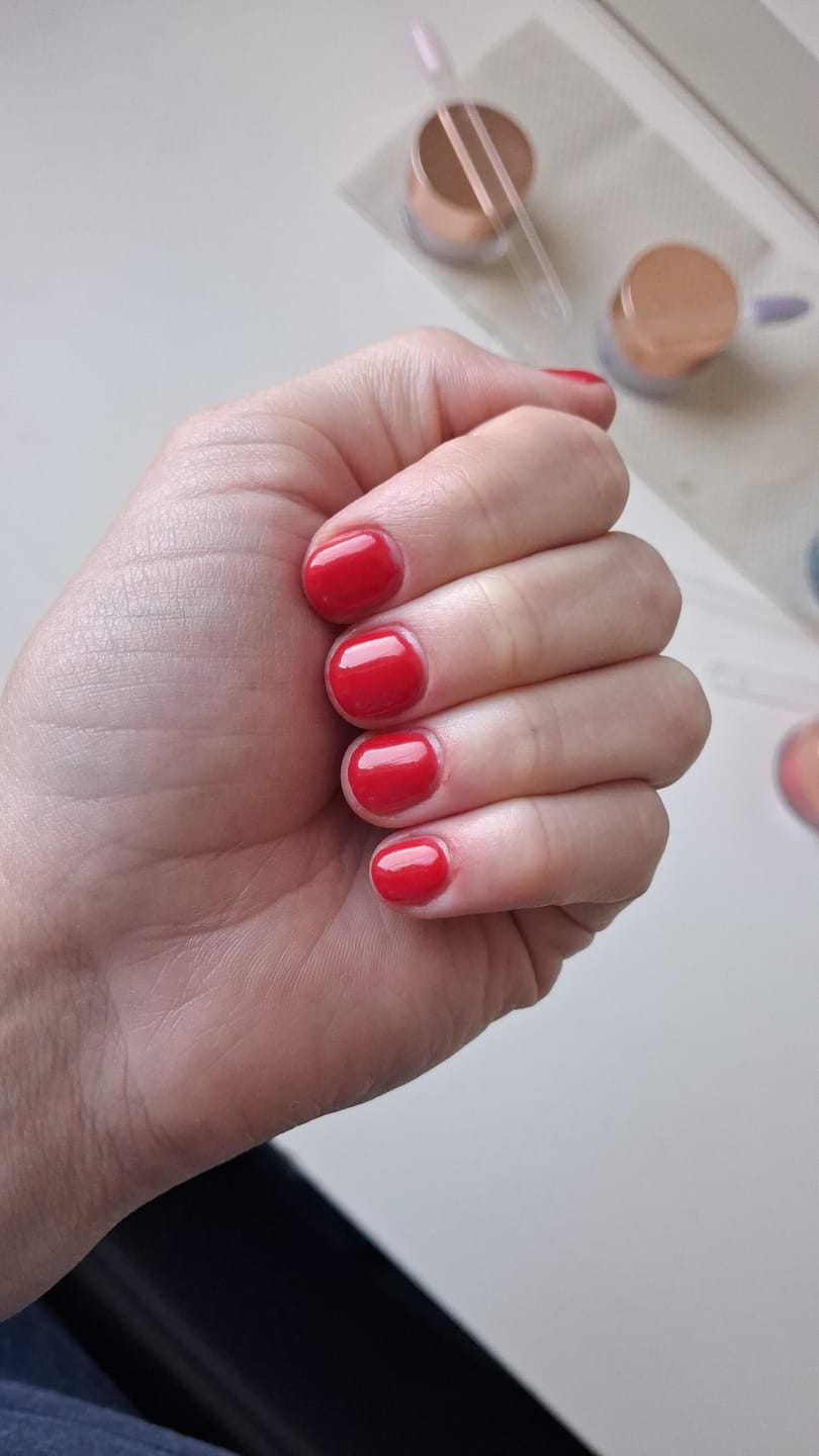 Customer photo review of Rose Red Dipping Powder