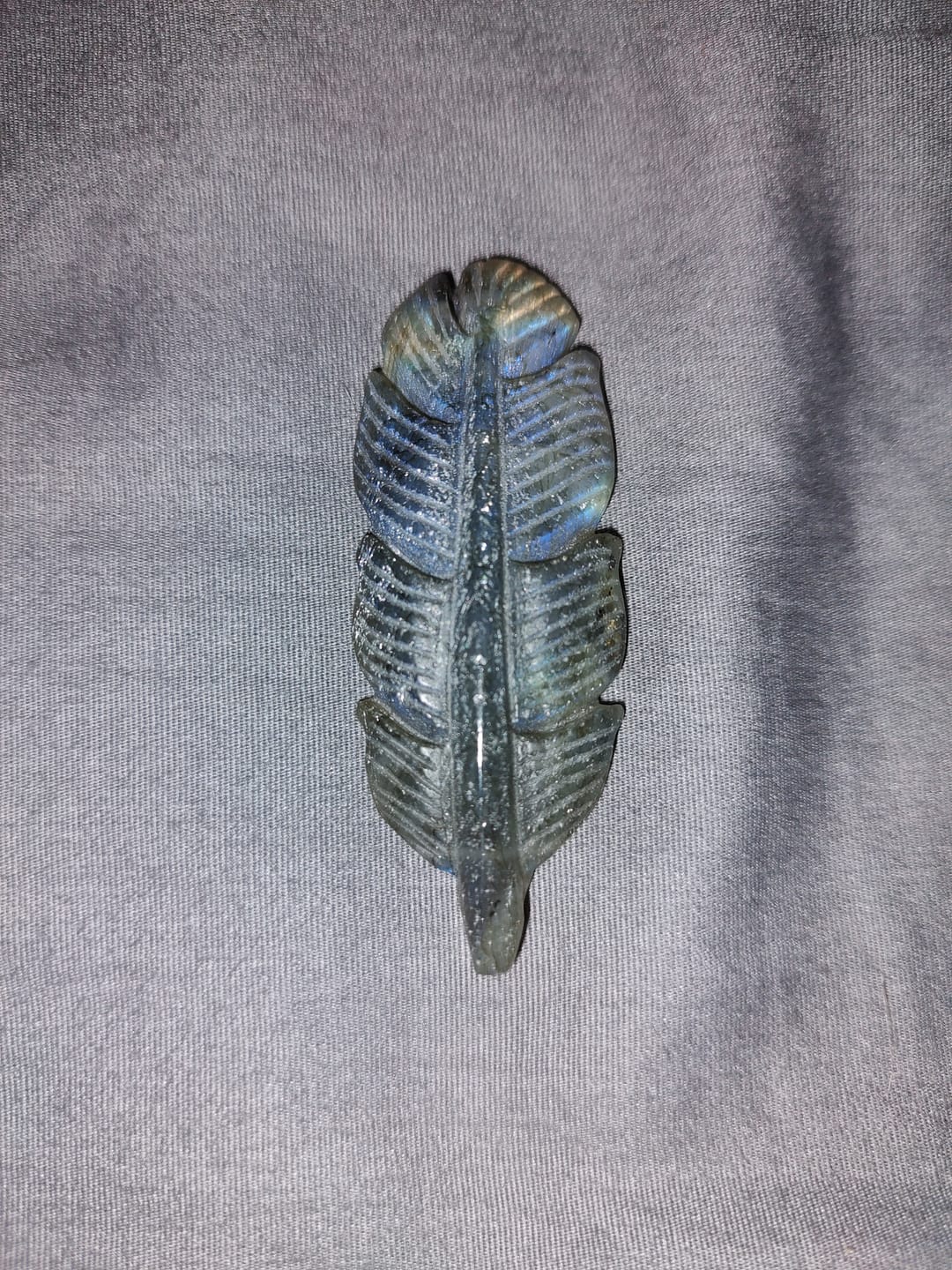 Customer photo review of Natural Crystal Labradorite Feather Carving