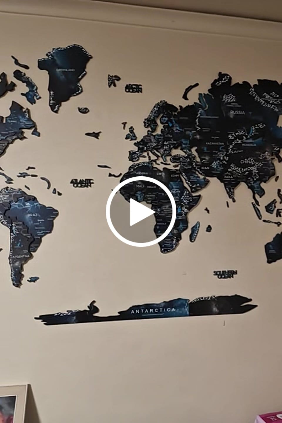 Customer video review of 3D Luminous Colored Wooden World Map Space