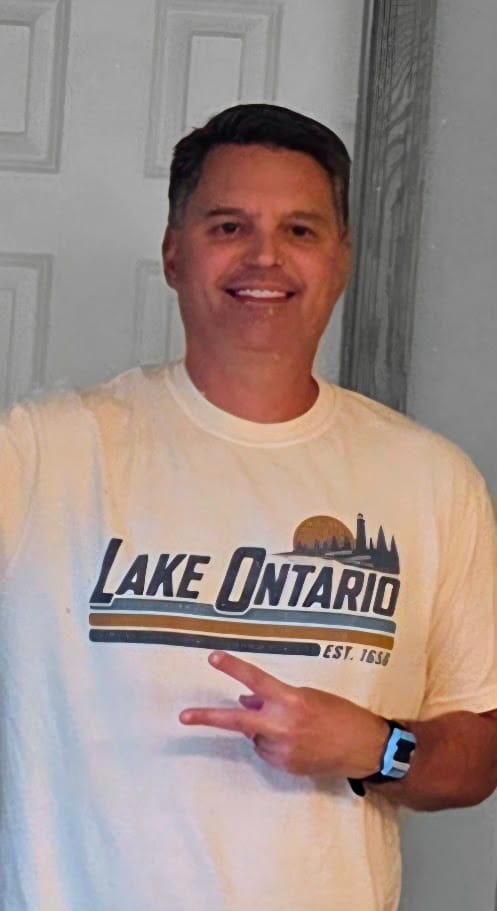 Customer photo review of Lake Ontario Retro Stripe T-Shirt