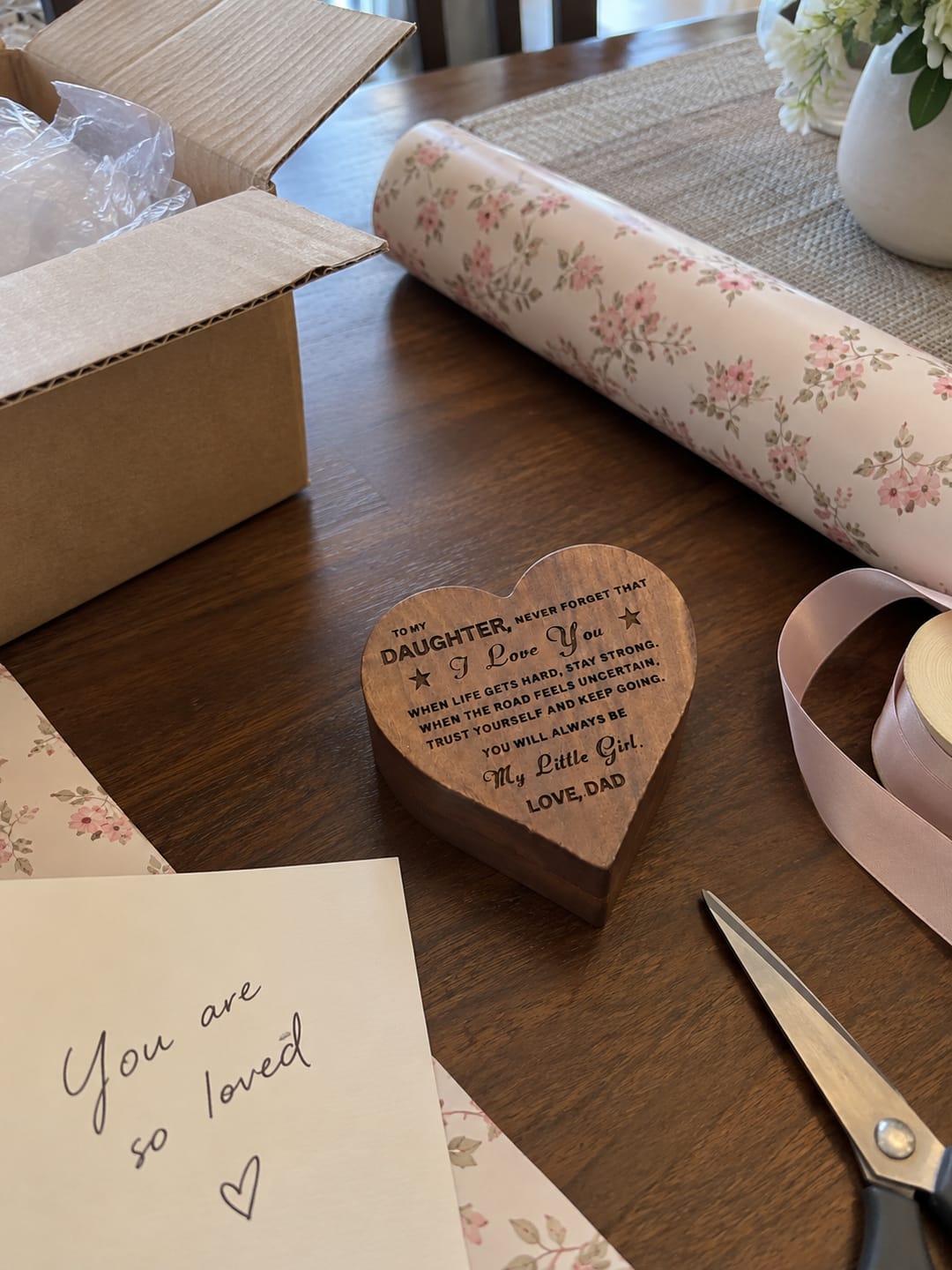 Customer photo review of To My Daughter / Love Dad Luxury Wood Heart Necklace Gift #2609