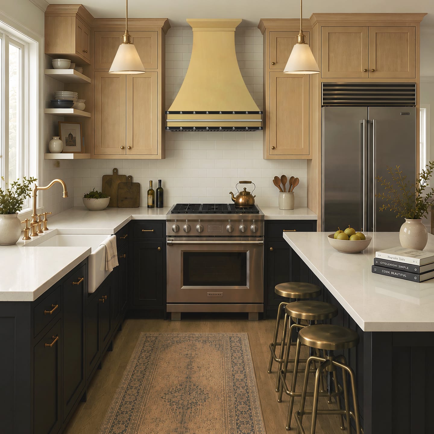 Customer photo review of CKH Luxury Brushed Brass Kitchen Range Hood with Black Trim CKH-B10
