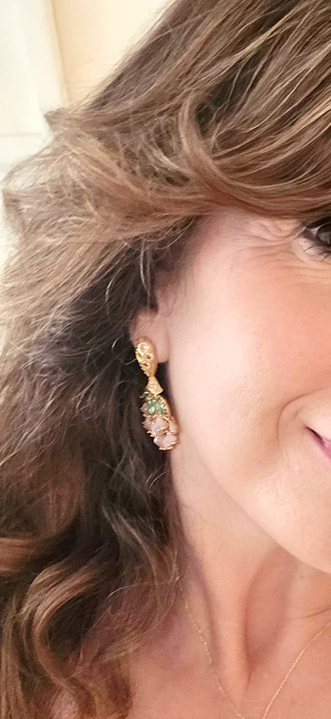 Customer photo review of Blush Vine Drop Earrings