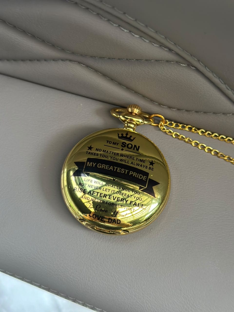 Customer photo review of To My Son / From Dad - Luxury Vintage Pocket Watch Gift SS#2606