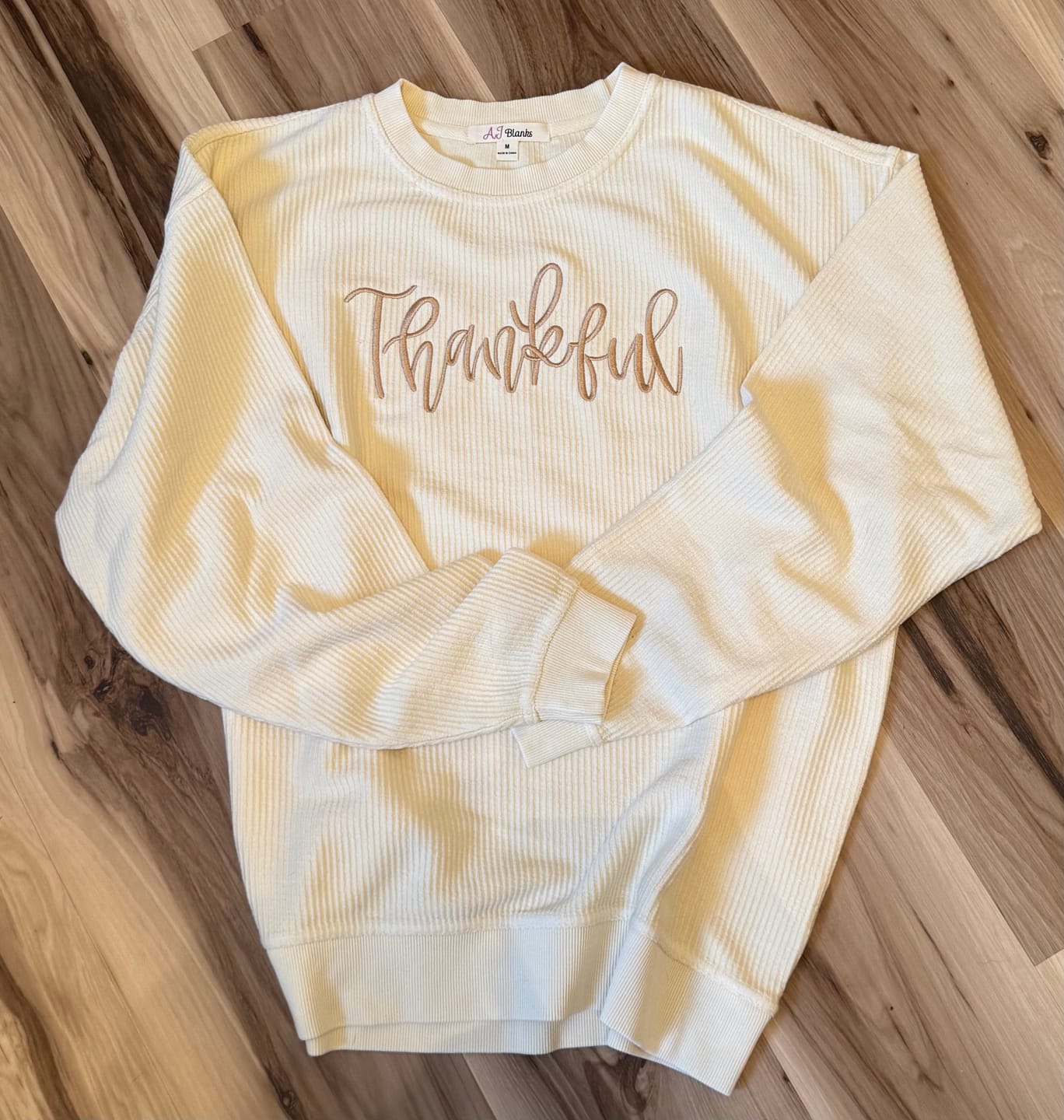 Customer photo review of Adult Oversized Corded Crew Sweatshirt