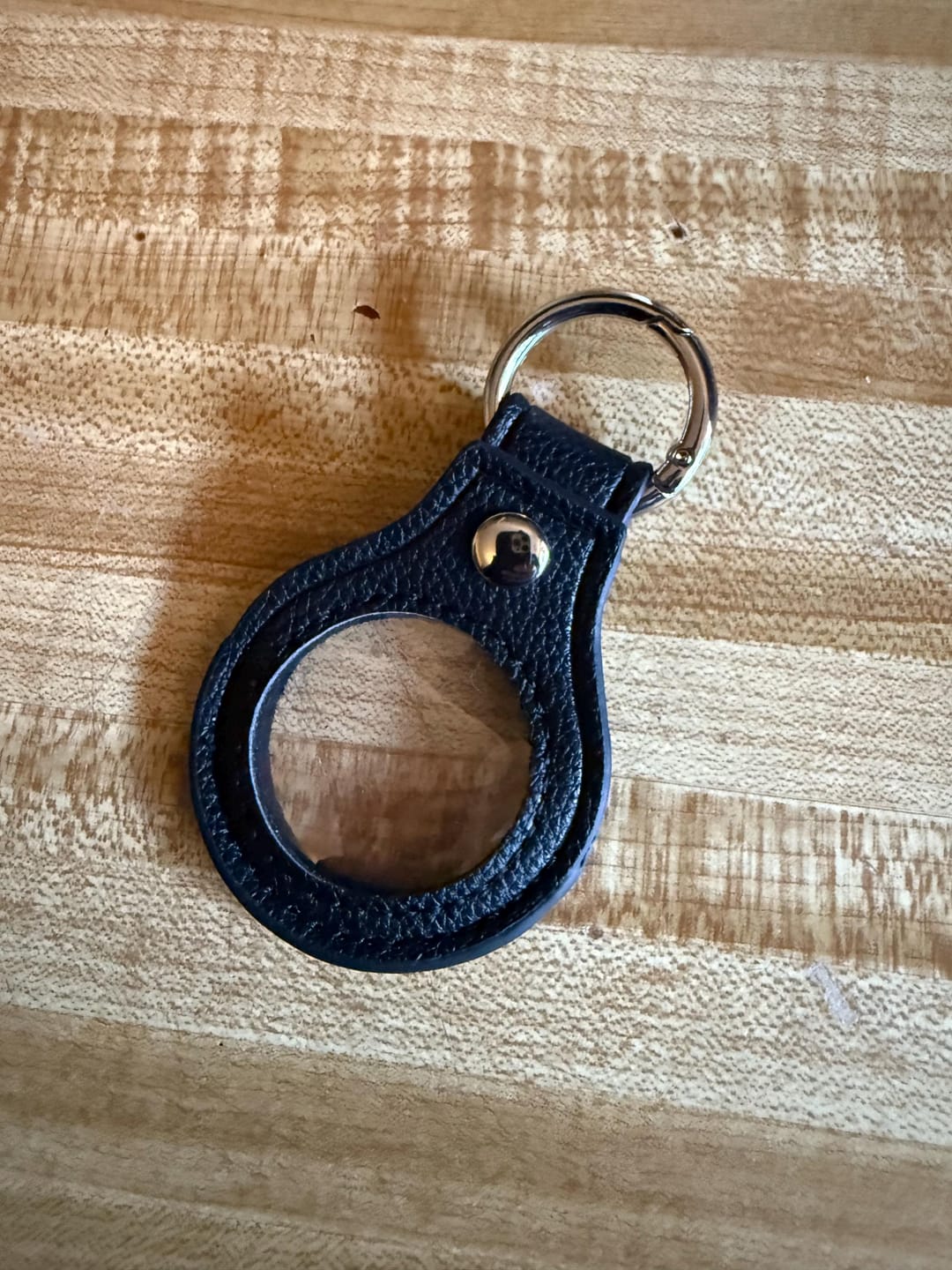 Customer photo review of Handmade Leather Sobriety Coin Holder Keychain