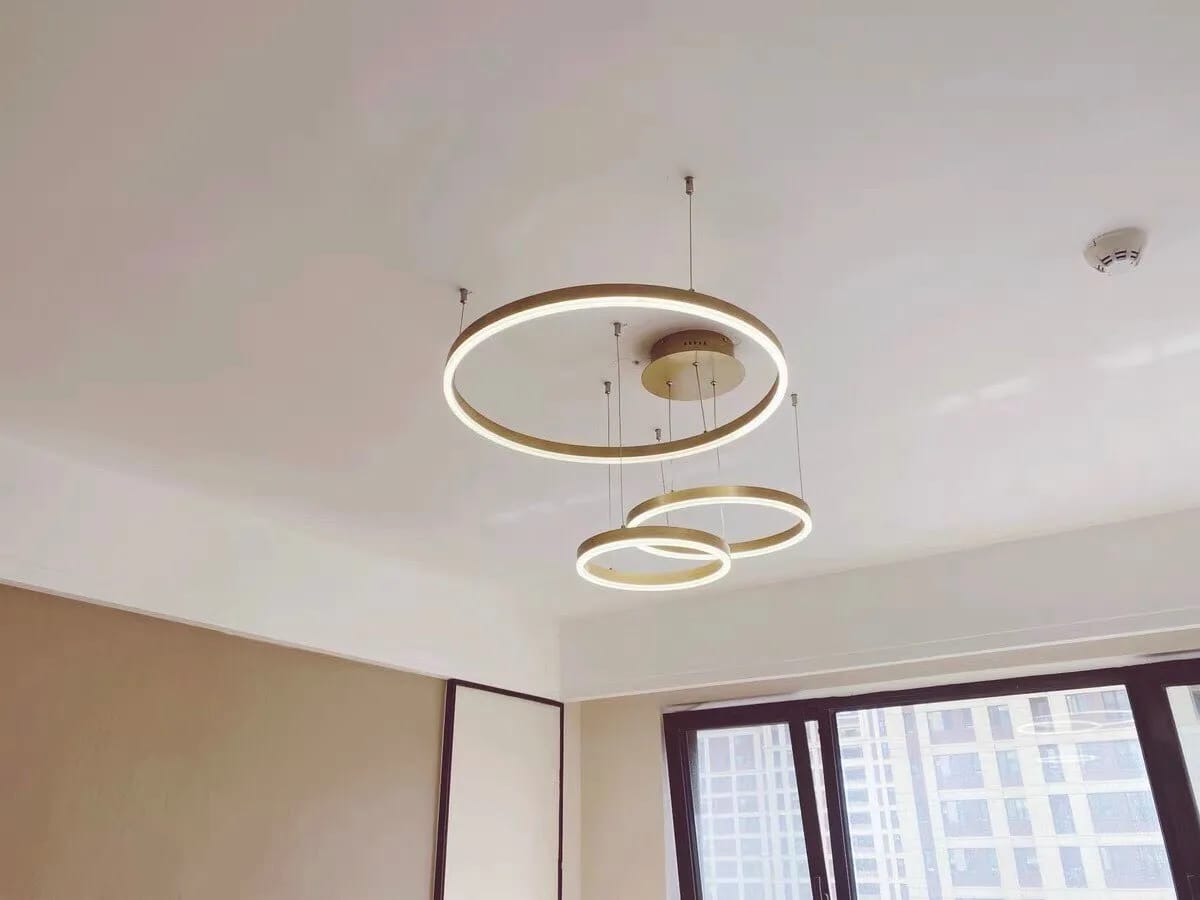 Customer photo review of White Chandelier for Bedroom, Staggered Rings, 60 cm Wide