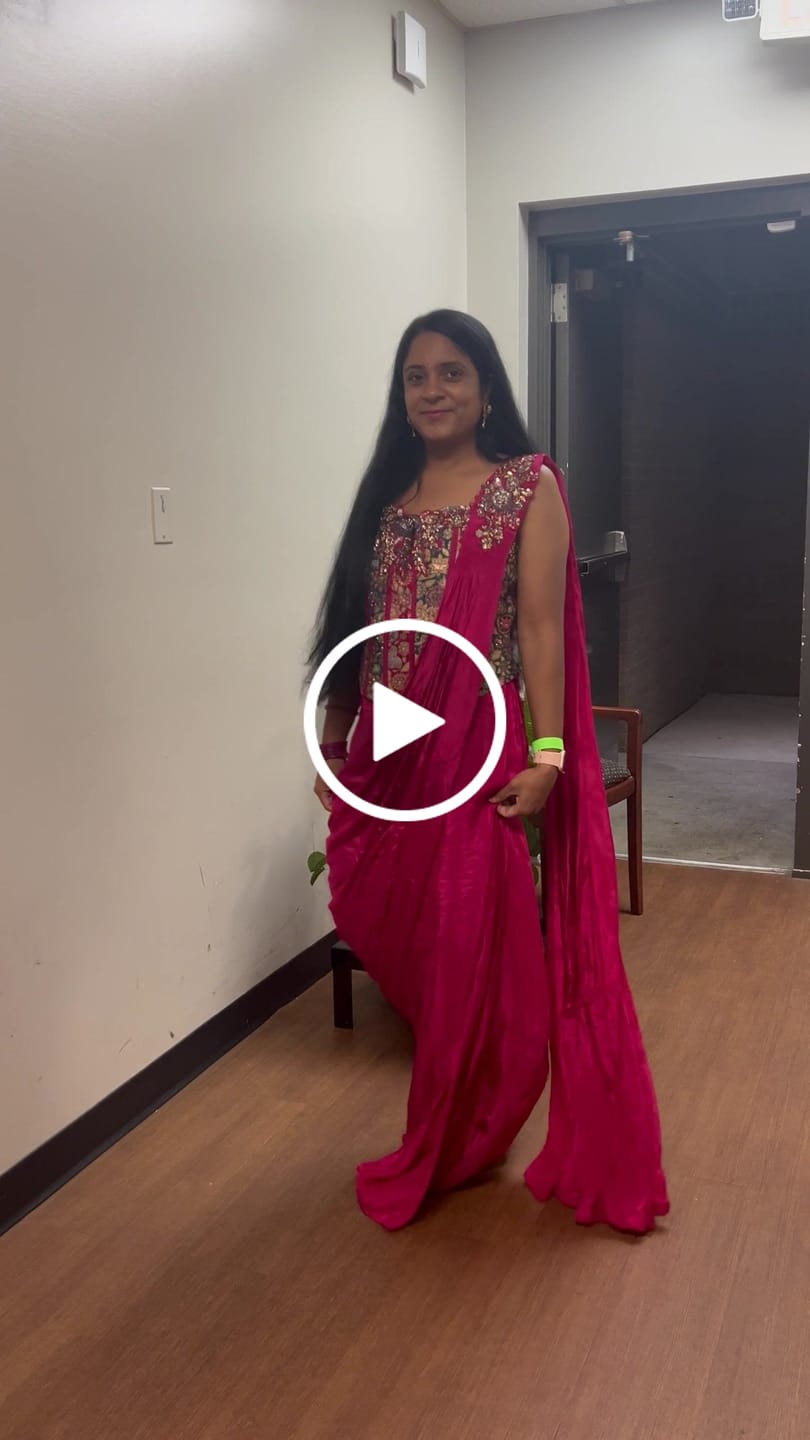 Customer video review of Fuchsia Jewel Pre-Draped Saree Set