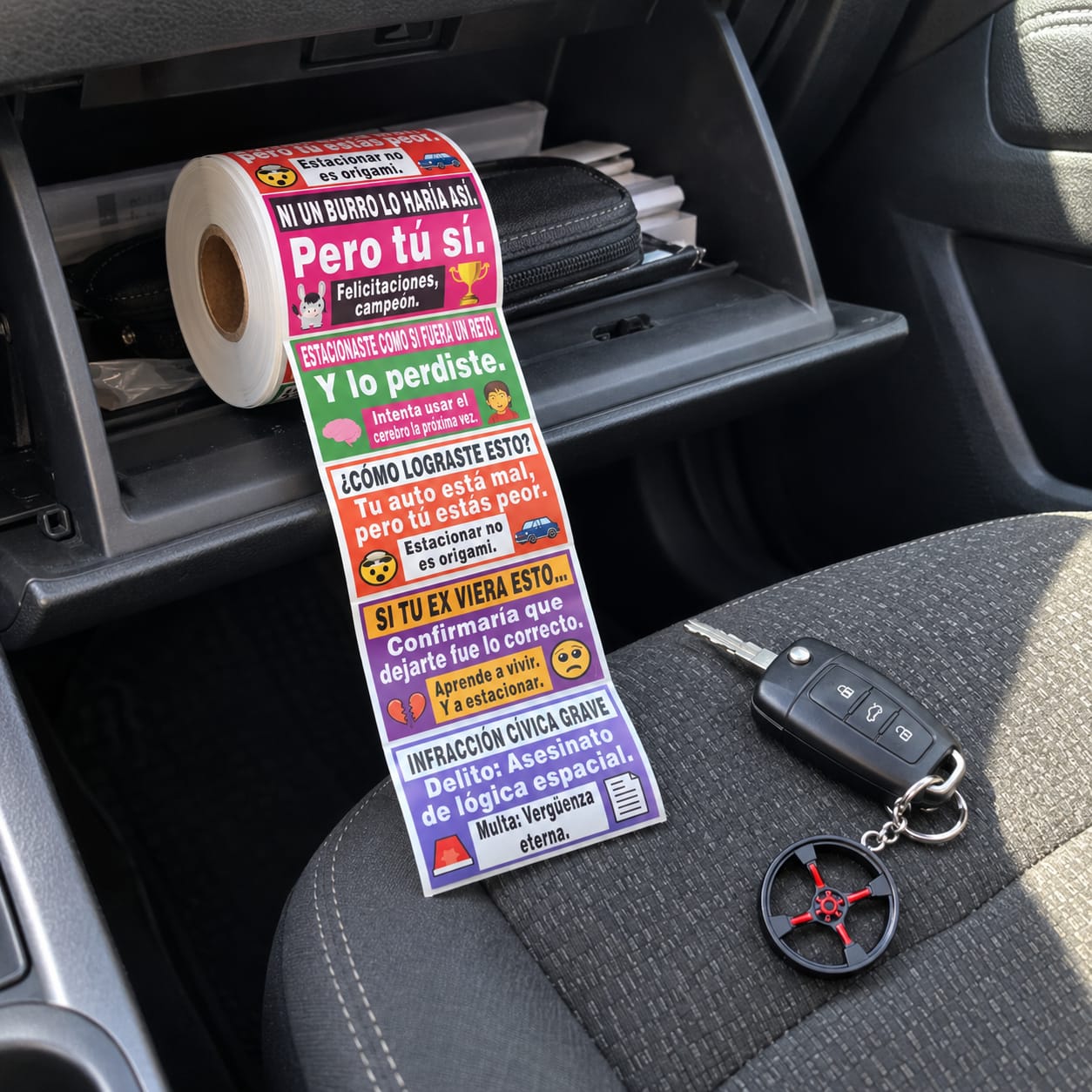 Customer photo review of 150 Pegatinas Divertidas para Malos Estacionamientos