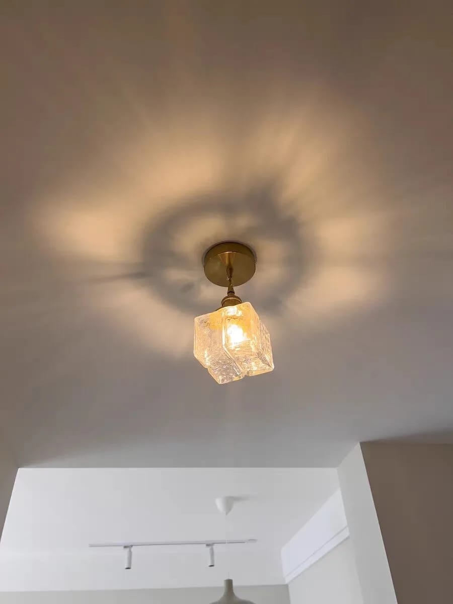 Customer photo review of Gold Cube Pendant Light for Kitchen Island, Frosted Glass, 10 cm