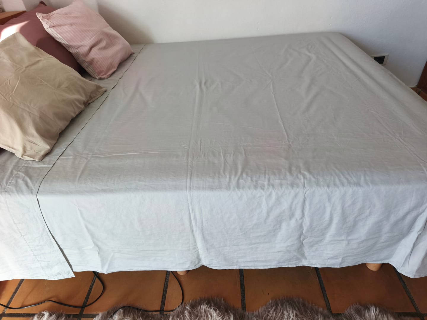 Customer photo review of Sábana Encimera Percal - Algodón 180 hilos - Gris