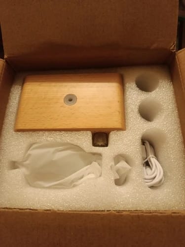 Customer photo review of Waterless Essential Oil Diffuser – Wood & Glass