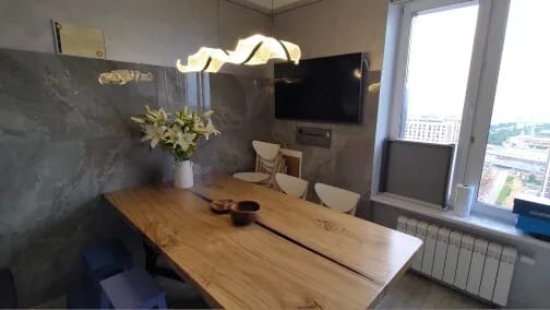 Customer photo review of Gold Chandelier for Dining Table, Undulating Acrylic, 150 cm