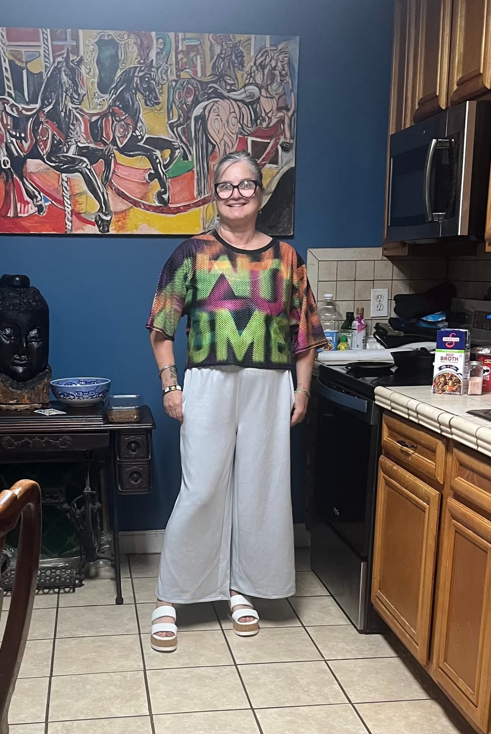 Customer photo review of Electric Feel Mesh Dolman Crop Top