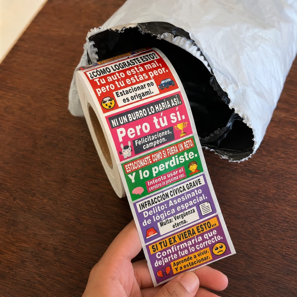 Customer photo review of 150 Pegatinas Divertidas para Malos Estacionamientos