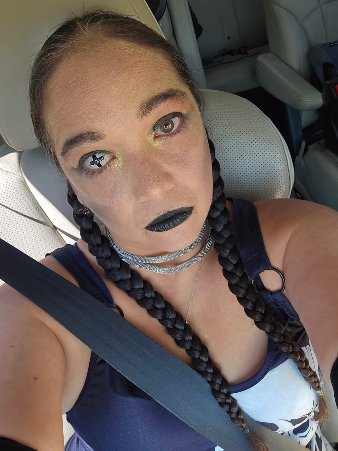 Customer photo review of Cosplay Black Cross Colored Contact Lenses