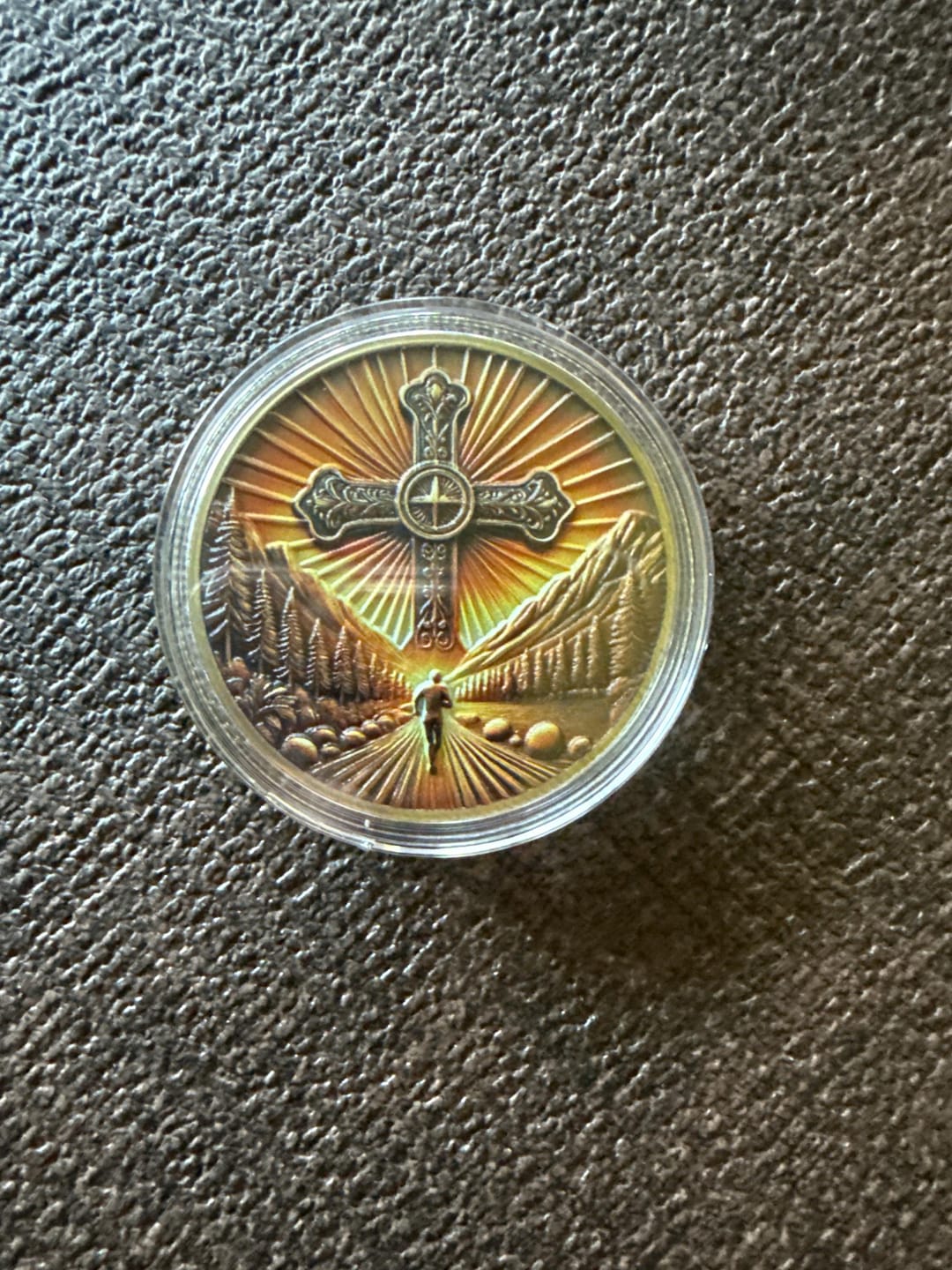 Customer photo review of Radiant Cross Path Religious Coin