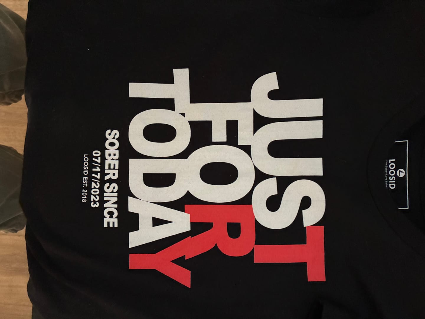 Customer photo review of Sober T Shirt | Women's Just For Today