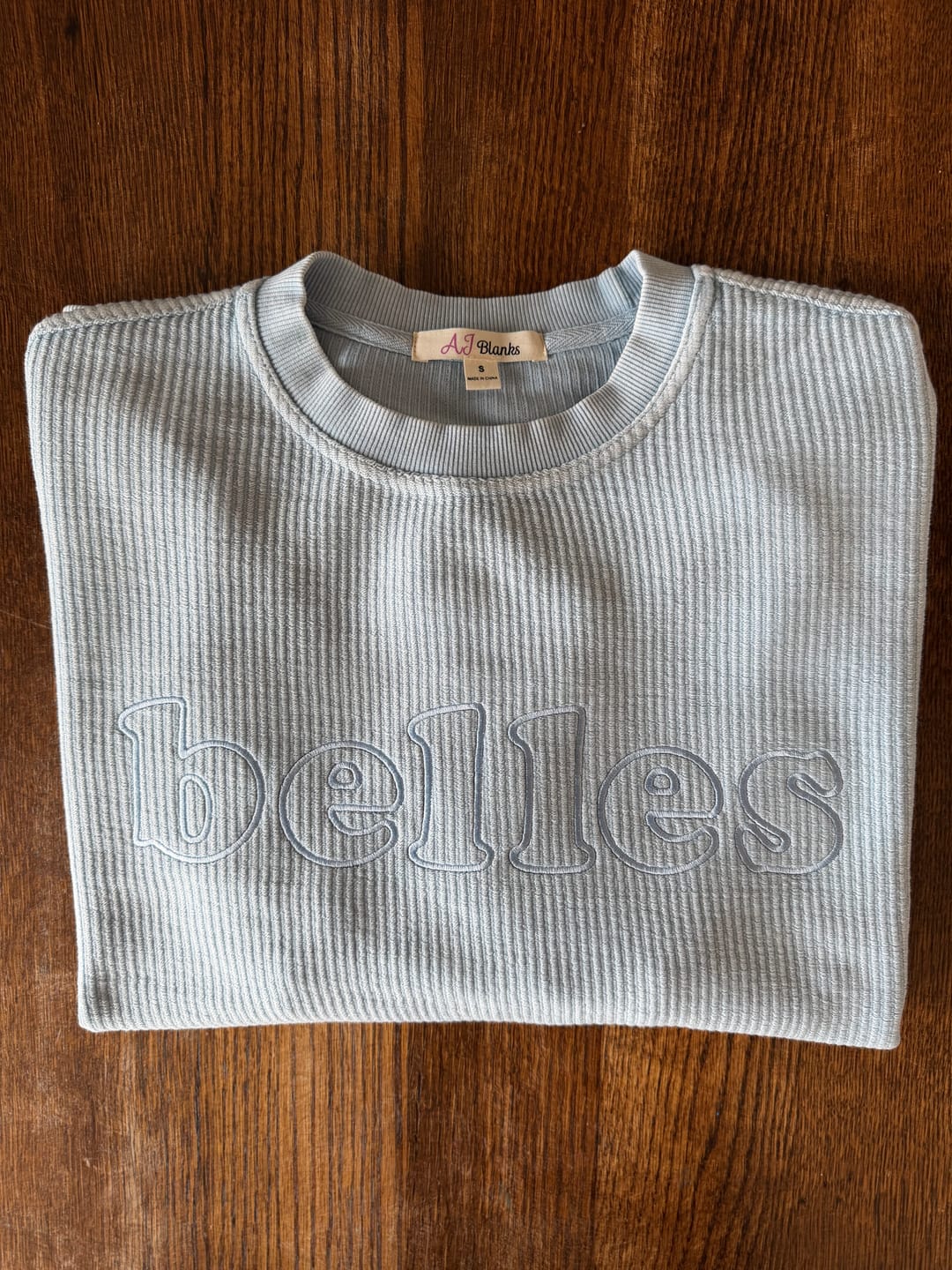 Customer photo review of Adult Oversized Corded Crew Sweatshirt