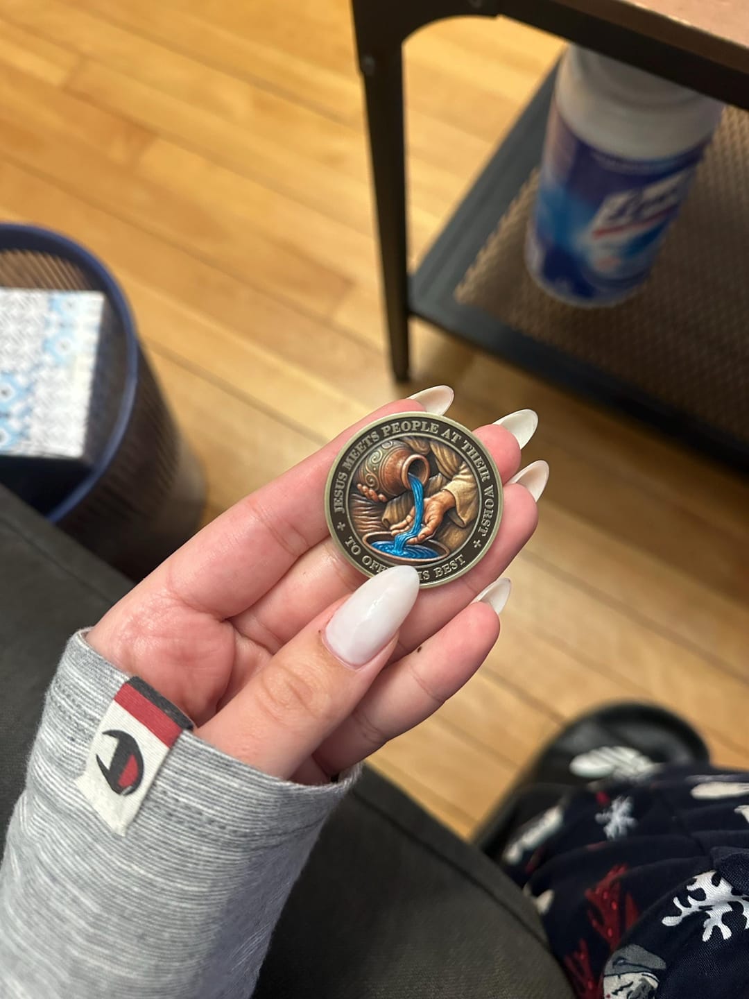 Customer photo review of Water Jar Inspirational Bible Verse Religious Coin