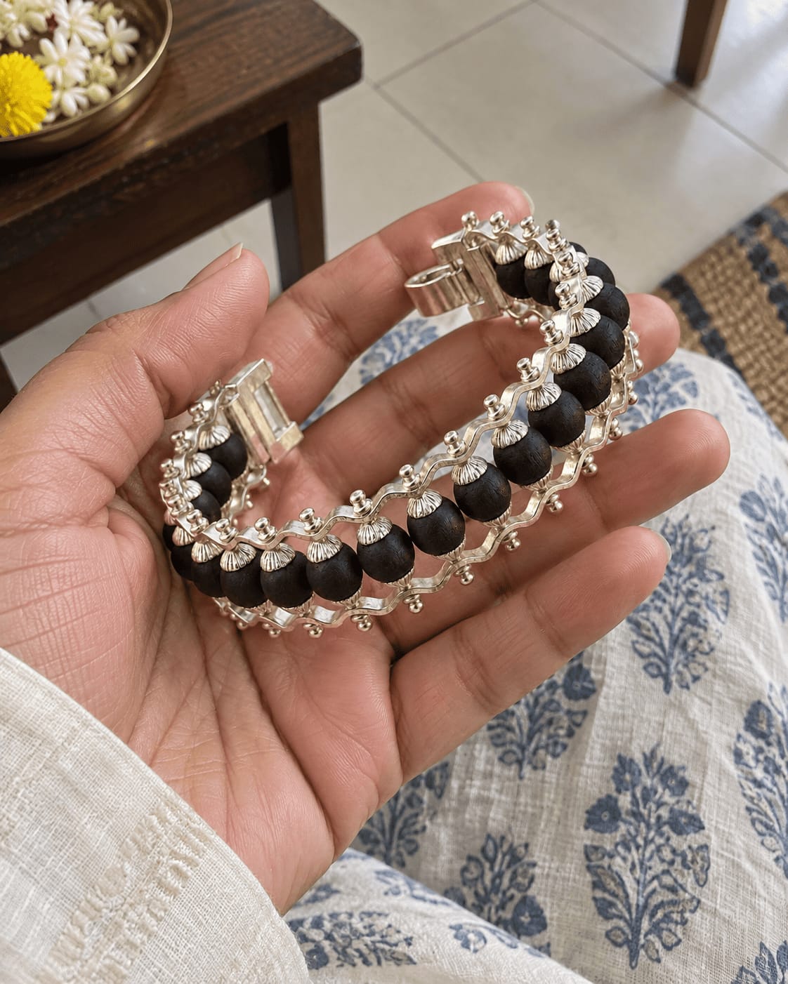 Customer photo review of Silver-Plated Karungali Bracelet