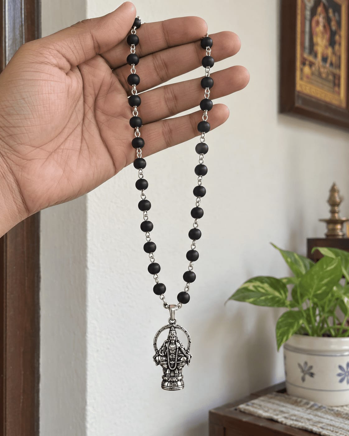Customer photo review of Original Silver Plated Karungali Mala with Lord Ayyappa Pendant